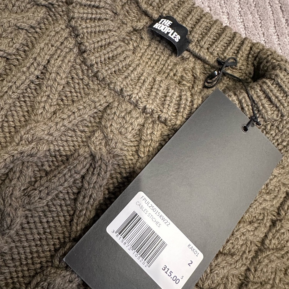 NWT🔖 The Kooples Khaki 100% Wool Cable-Knit Sweater - Picture 6 of 7